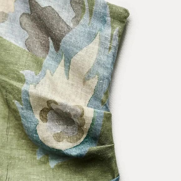 ZARA ZW COLLECTION PRINTED ASYMMETRIC LINEN DRESS - Picture 7 of 13